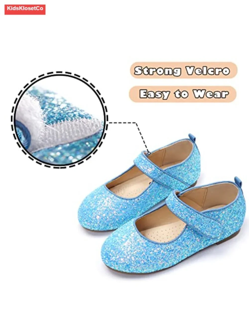 Girls Mary Jane Flats - Sparkly Glitter Dress Shoes for Toddler/Little/Big Kids
